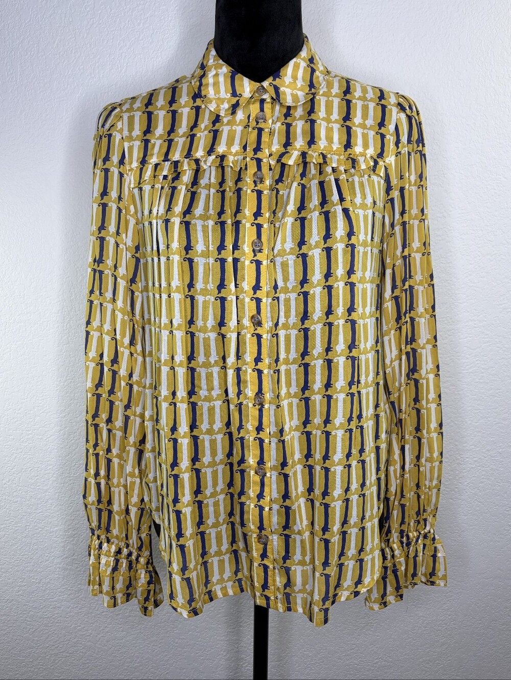 Maeve Fredericka Dachshund Dog Print Button Down Blouse 6